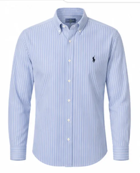 Sky blue striped shirt with button-down collar
