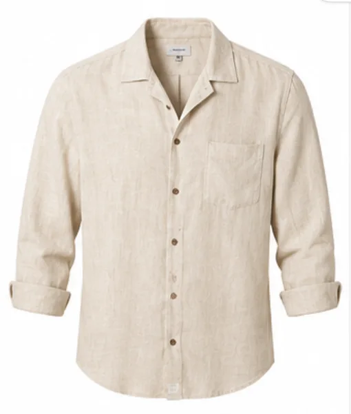 Solid long-sleeve linen shirt